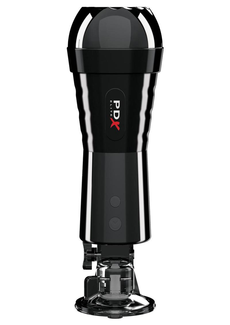 Pipedream Extreme Elite Rechargeable Cock Compressor Vibrating Masturbator - Pussy - Black/Vanilla