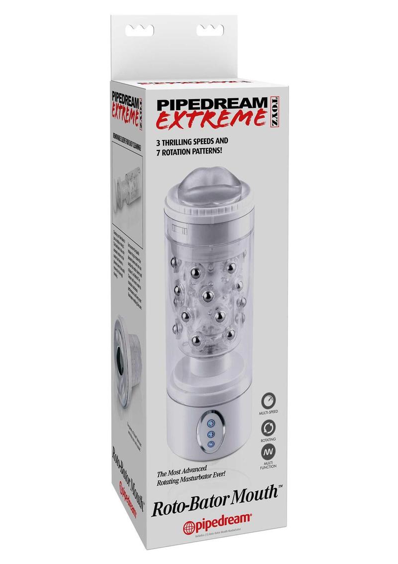 Pipedream Extreme Toyz Roto-Bator Mouth Masturbator - Mouth - Clear/White