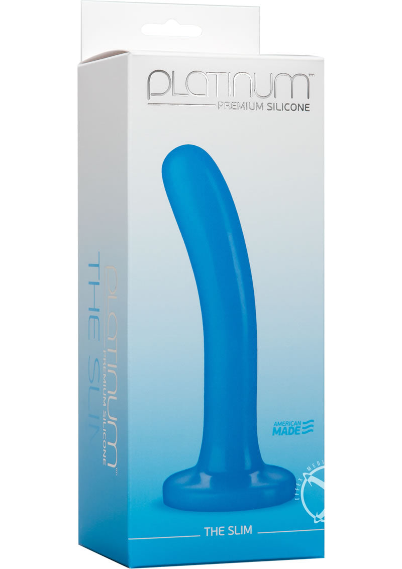 Platinum Premium Silicone The Slim Dildo - Blue - 5.5in