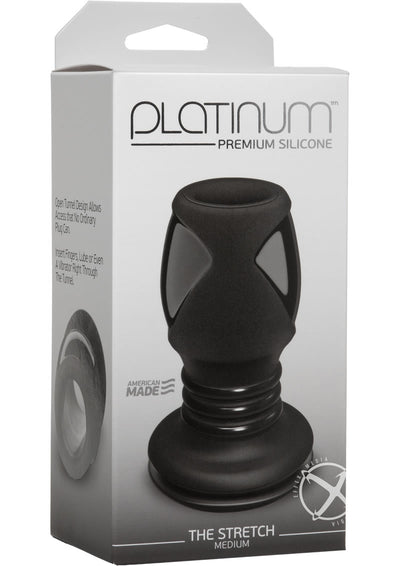 Platinum Premium Silicone - The Stretch - Medium Anal Expander Plug - Black