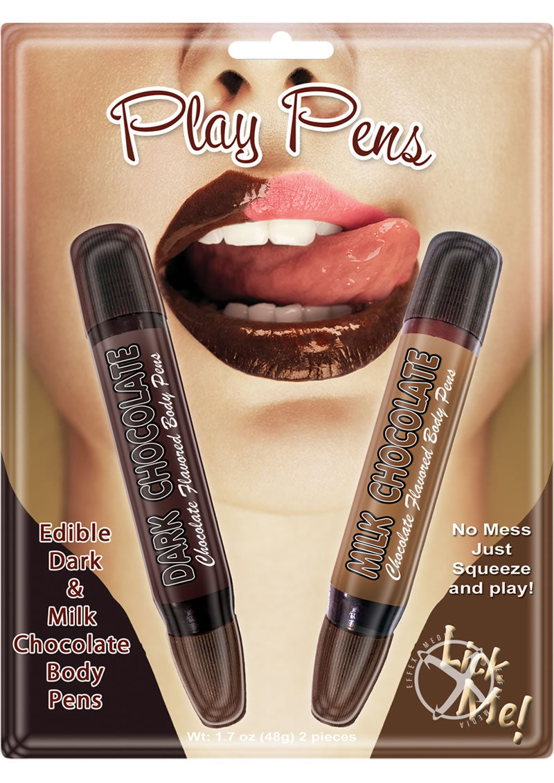 Play Pens Edible Dark and Milk Chocolate Body Pens - Chocolate - 2 Each Per Pack