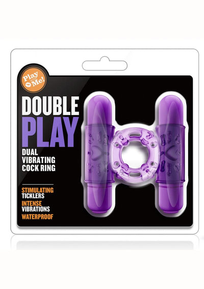 Play with Me Double Play Dual Vibrating Cock Ring - Purple