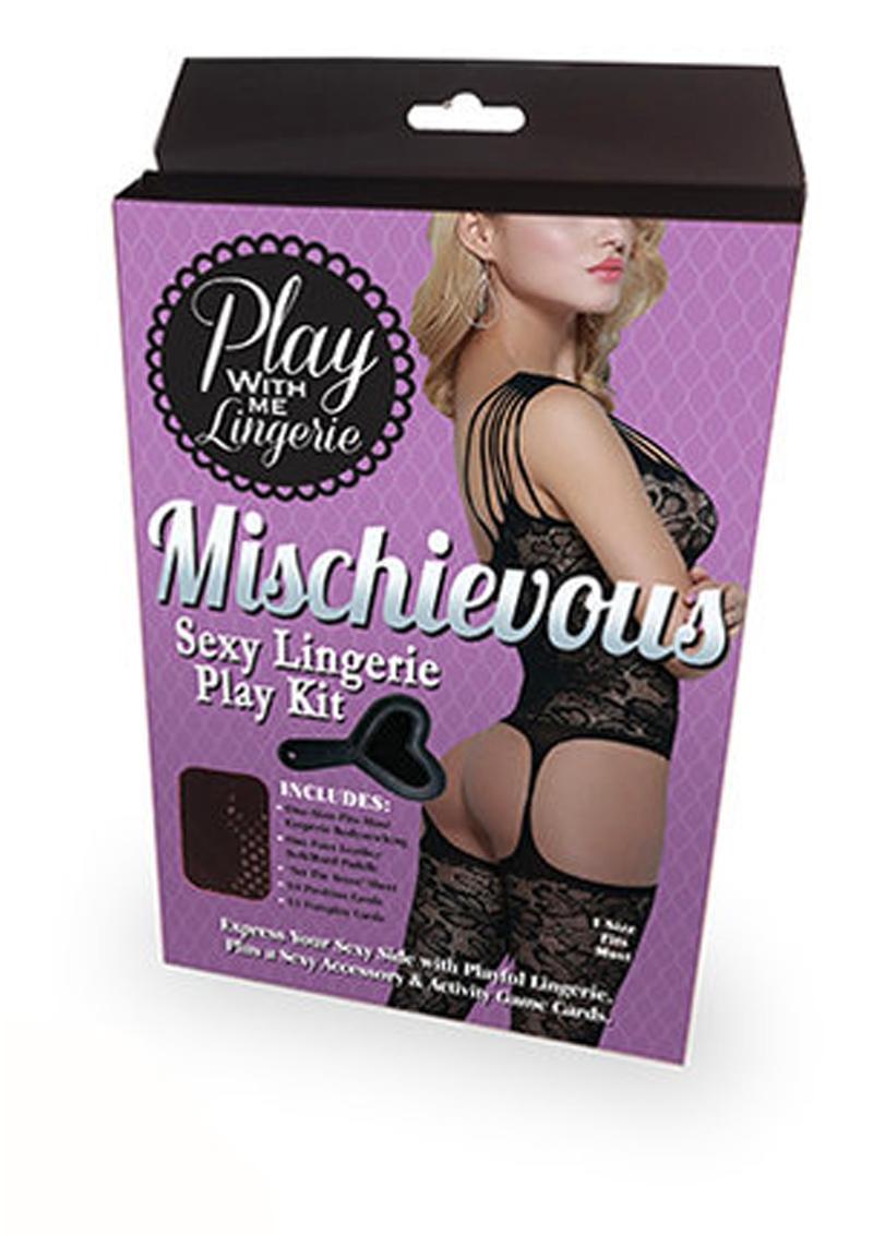 Play with Me Mischievous Sexy Lingerie Play Kit - Black