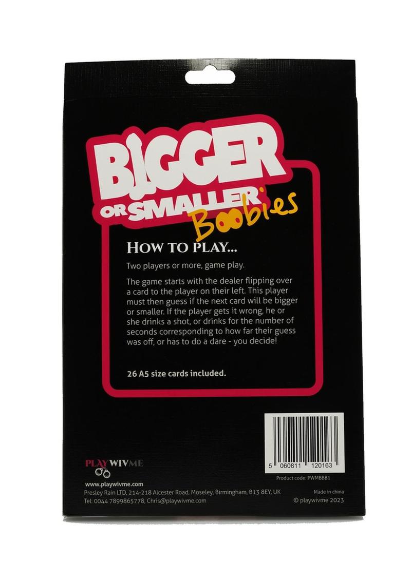 Play Wiv Me Bigger Or Smaller Boobs Card Game