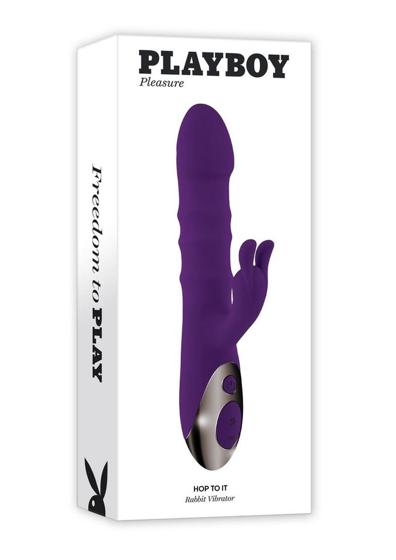 Playboy Hop to It Rechargeable Silicone Rabbit Vibrator - Purple