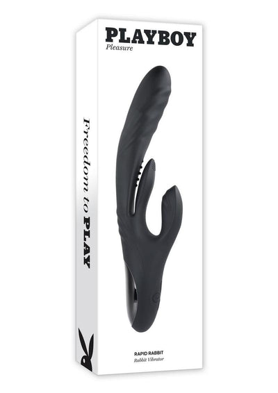 Playboy Rapid Rabbit Rechargeable Silicone Vibrator - Black