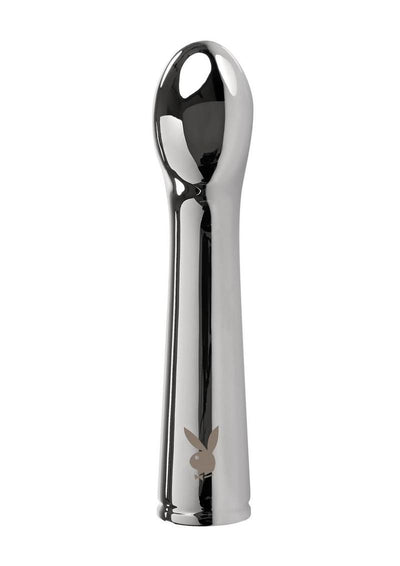 Playboy Swoon Rechargeable Vibrator - Metal/Silver