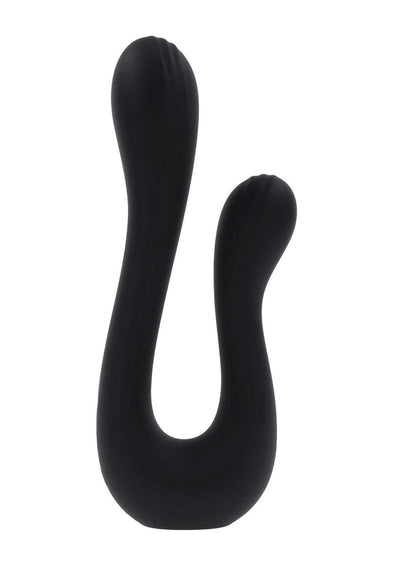 Playboy The Swan Rechargeable Silicone Dual Vibrator - Black