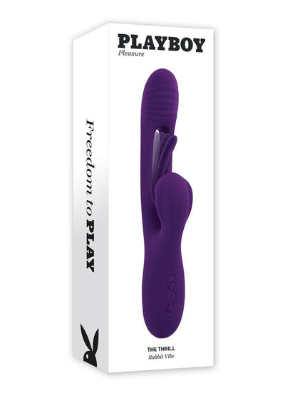 Playboy The Thrill Rechargeable Silicone Rabbit Vibrator - Purple