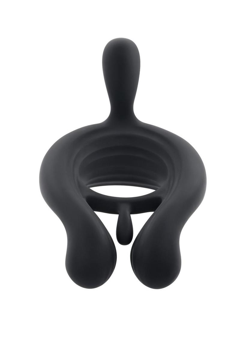 Playboy Triple Play Rechargeable Silicone Cock Ring with Remote Control - Black