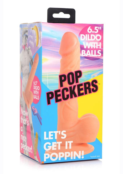 Pop Peckers Dildo with Balls - Vanilla - 6.5in