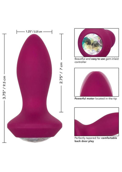 Power Gem Vibrating Petite Crystal Probe Silicone Rechargeable Butt Plug