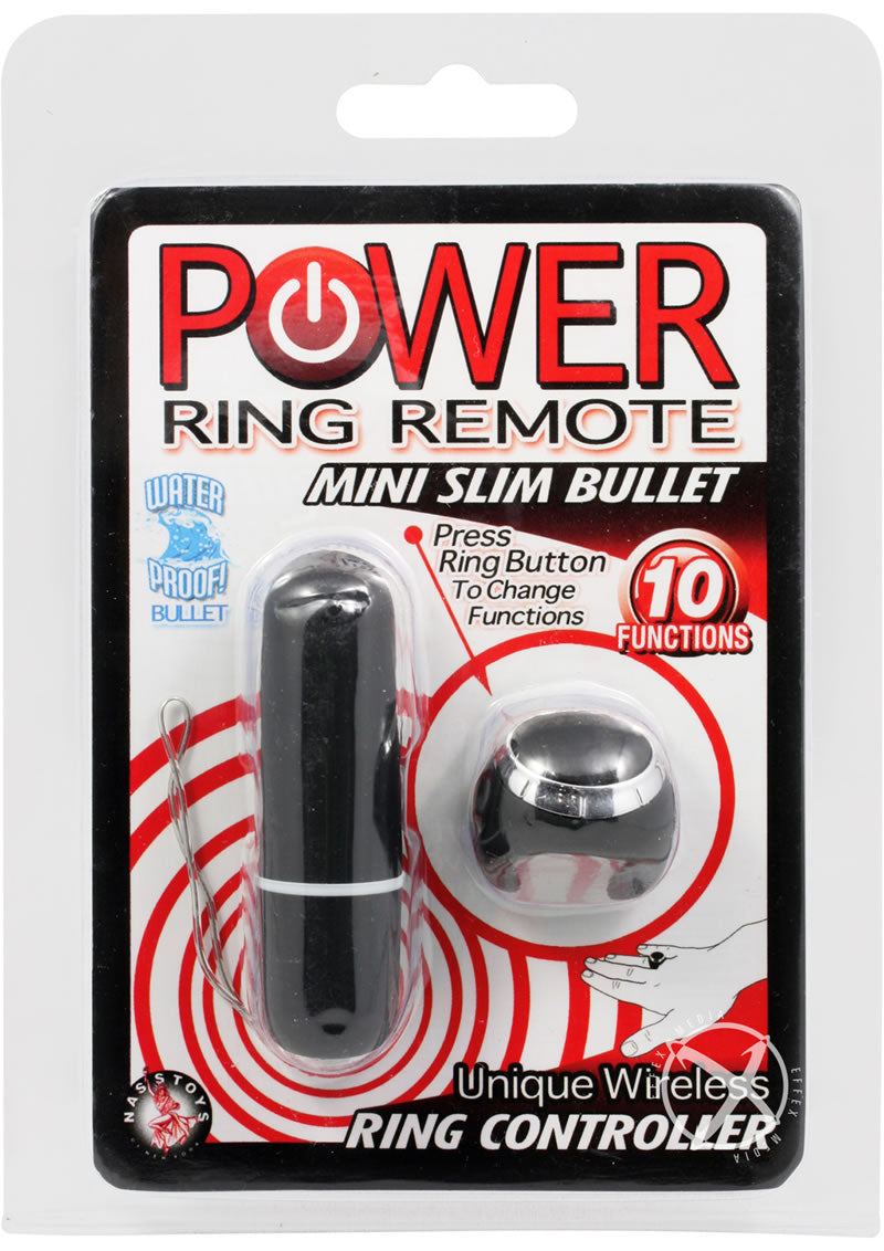 Power Mini Slim Bullet with Remote Ring - Black