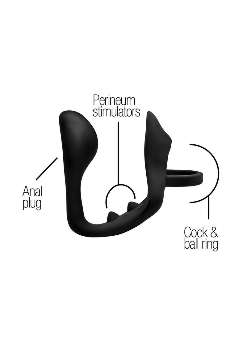 Prostatic Play Excursion Triple Stim Silicone Anal Plug + Cock and Ball Ring