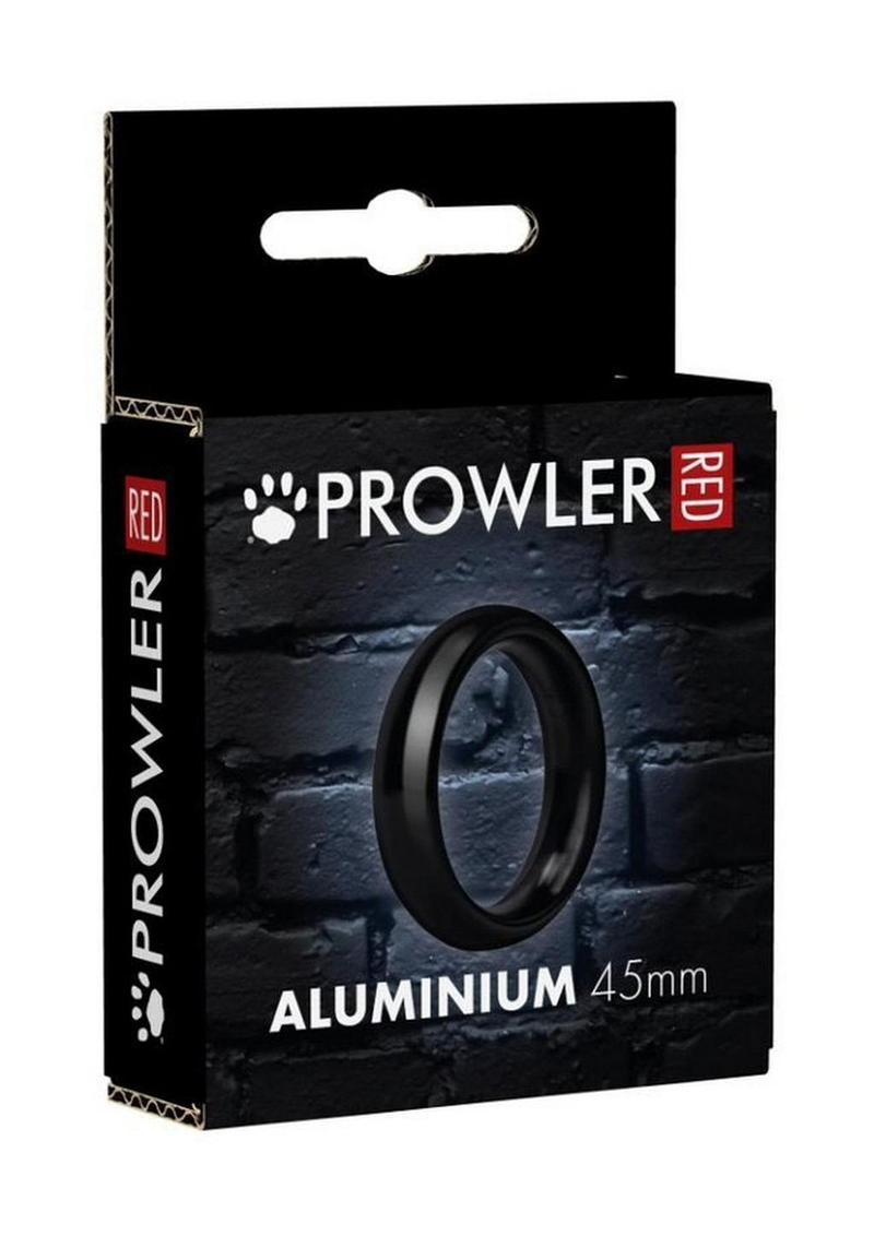 Prowler Red Aluminum Cock Ring - Black/Metal - 45mm