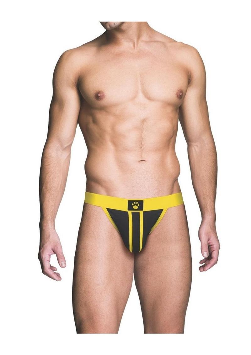 Prowler Red Ass-Less Jock - Black/Yellow - Small