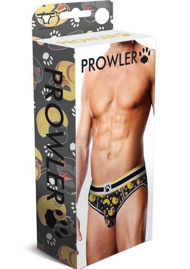 Prowler BDSM Rubber Ducks Open Brief - Black/Yellow - XSmall