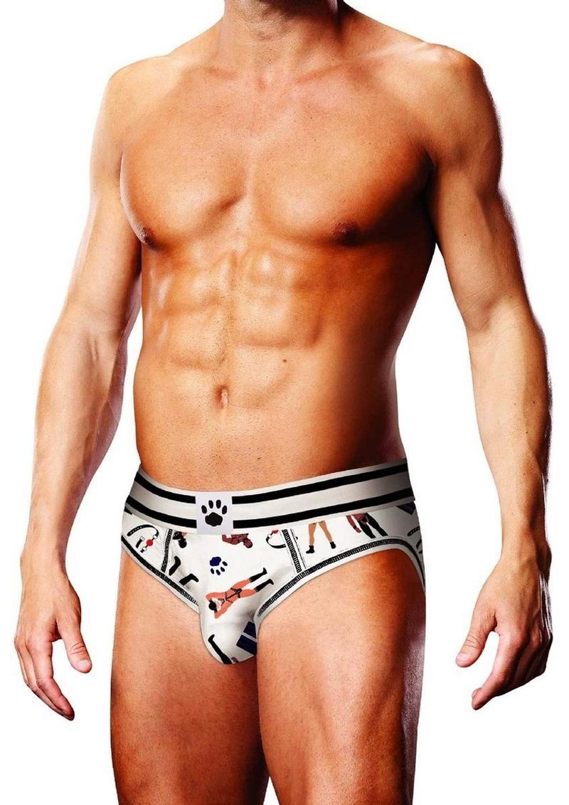 Prowler Leather Pride Open Brief - Black/White - Large