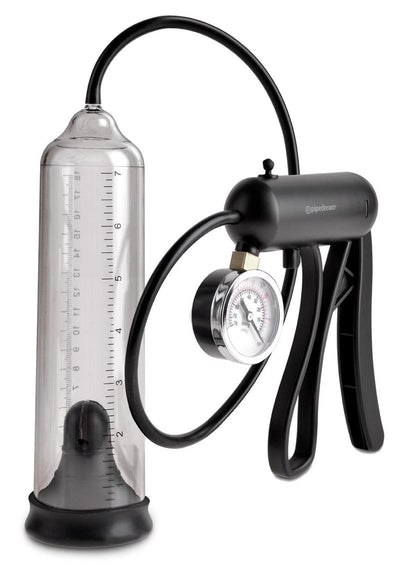 Pump Worx Pro-Gauge Power Penis Pump - Black/Clear