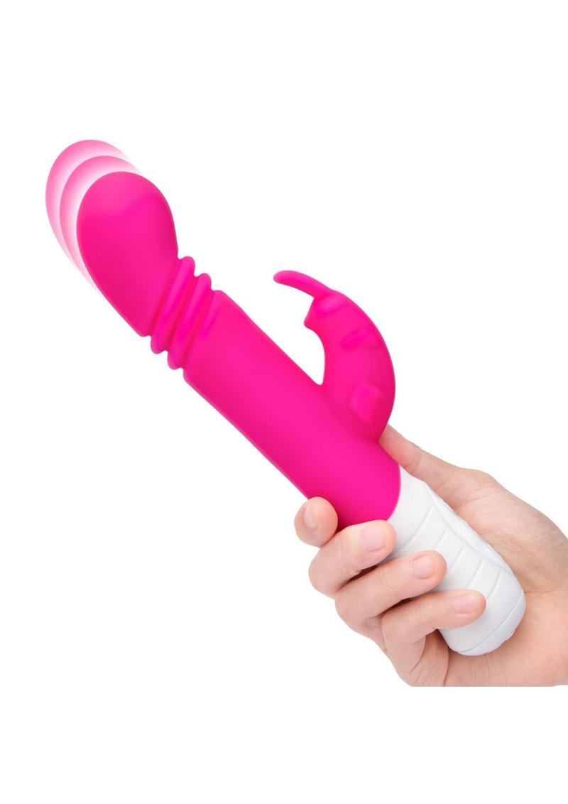 Rabbit Essentials Silicone Rechargeable Slim Shaft Thrusting G-Spot Rabbit Vibrator