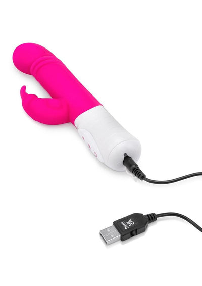 Rabbit Essentials Silicone Rechargeable Slim Shaft Thrusting G-Spot Rabbit Vibrator