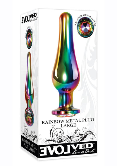 Rainbow Metal Anal Plug - Metal/Multicolor - Large