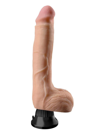 Real Feel Deluxe No. 7 Wallbanger Vibrating Dildo with Balls - Vanilla - 9in