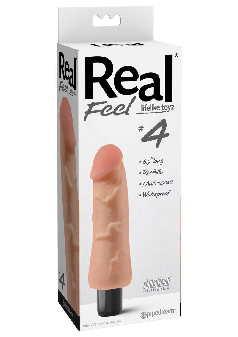 Real Feel Lifelike Toyz No. 4 Realistic Vibrating Dildo - Vanilla - 6in