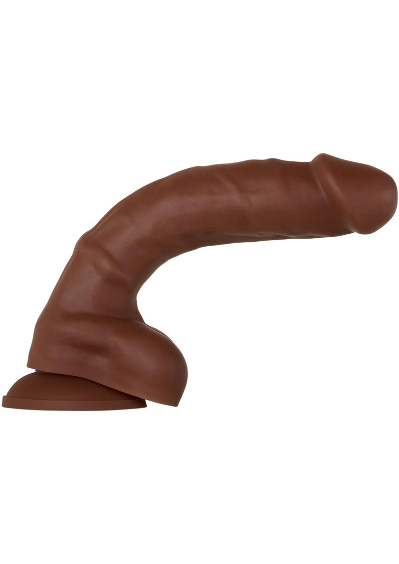 Real Supple Poseable Silicone Dildo with Balls - Chocolate - 8.25 In