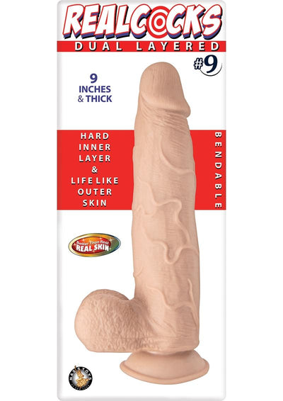 Realcocks Dual Layered #9 Bendable Thick Dildo - Vanilla - 9in