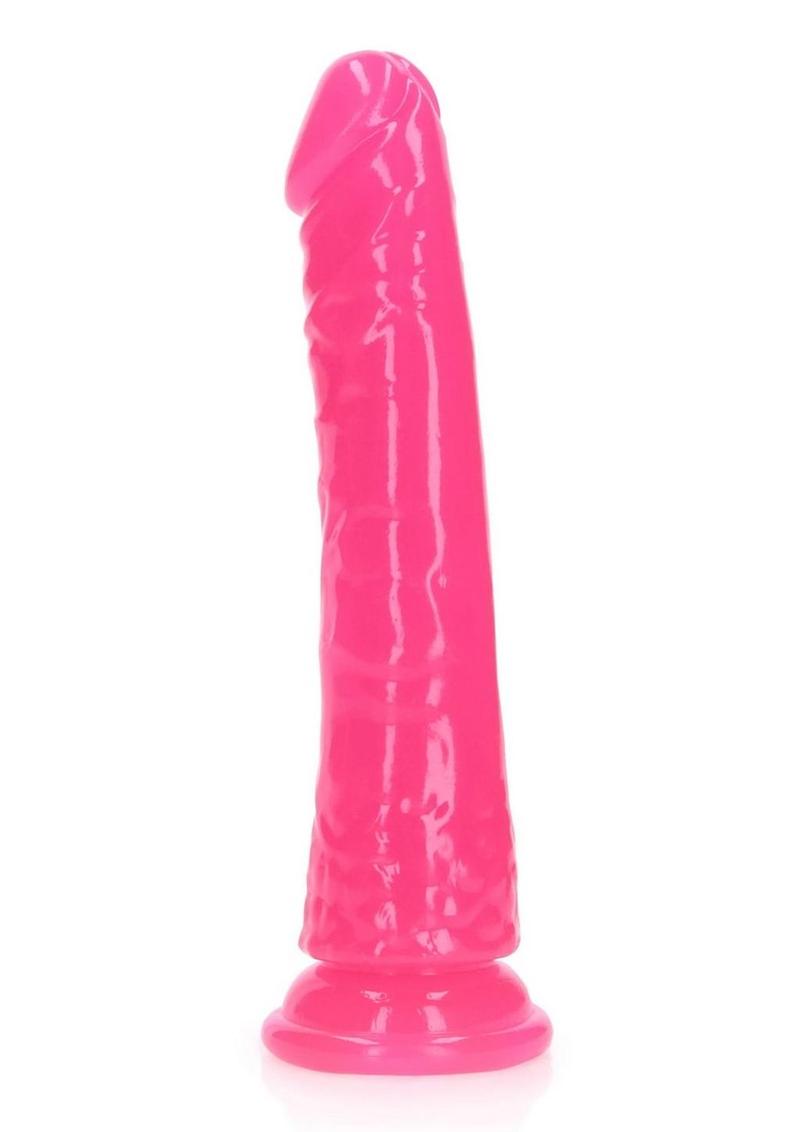 Realrock Slim Glow In The Dark Dildo with Suction Cup - Glow In The Dark/Pink - 6in