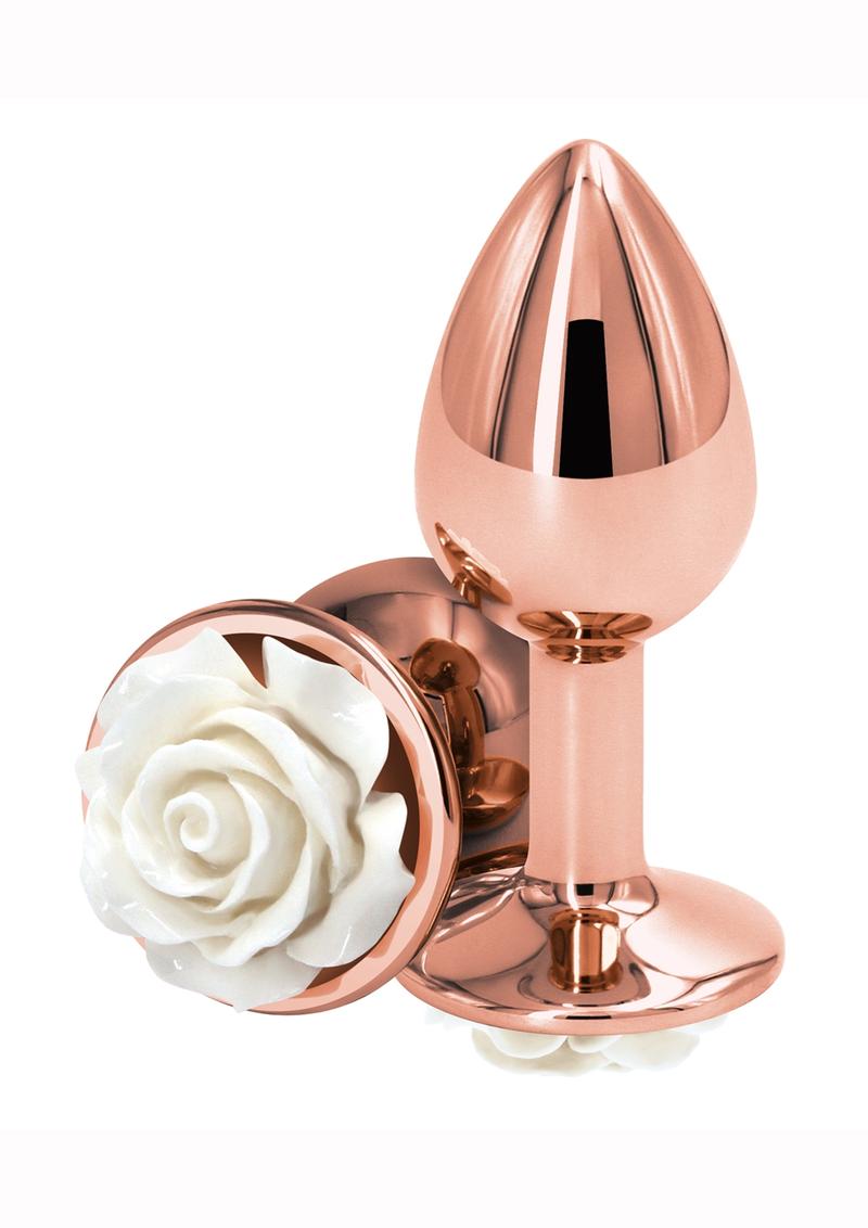 Rear Assets Rose Aluminum Anal Plug - Metal/Rose Gold/White - Small