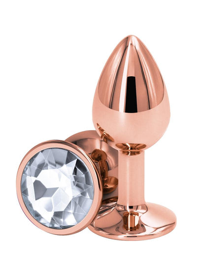 Rear Assets Rose Gold Anal Plug - Clear/Rose Gold - Small