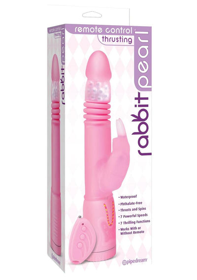 Remote Control Thrusting Rabbit Pearl Vibrator - Pink