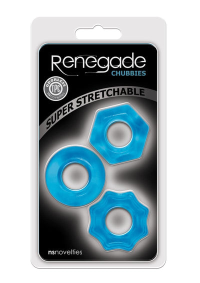 Renegade Chubbies Super Stretchable Cock Rings - Blue - Set Of 3