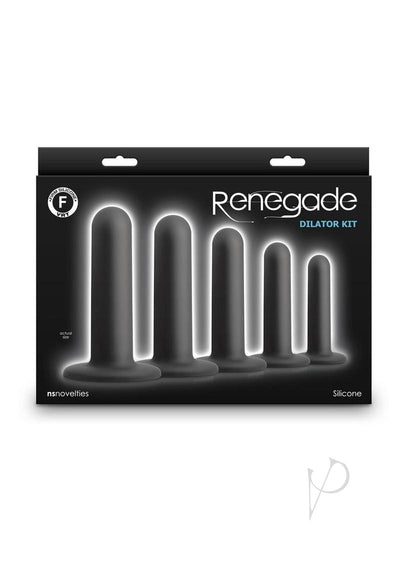 Renegade Dilator Kit Silicone Anal Plugs with Suction Cups - Black - 5 Piece