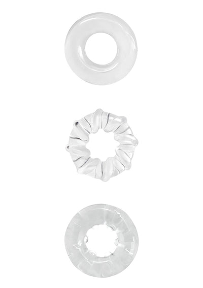 Renegade Dyno Rings Super Stretchable Cock Rings - Clear - Set Of 3