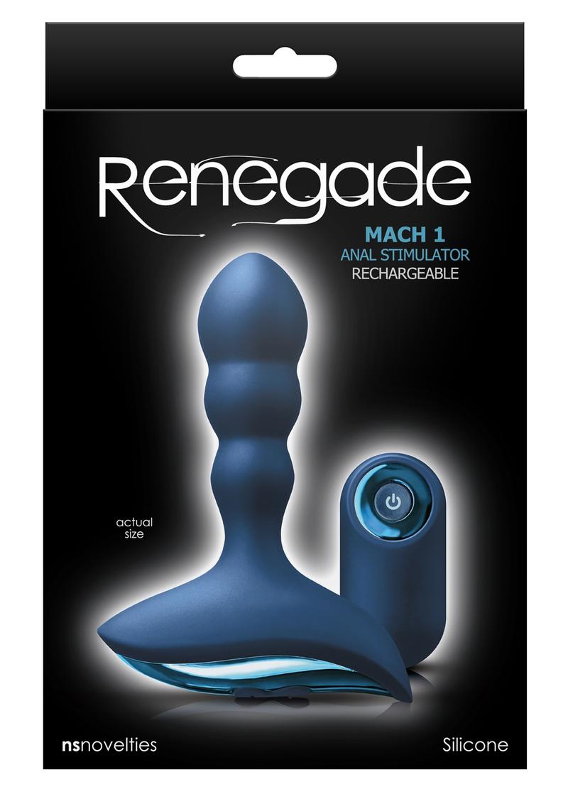 Renegade Mach 1 Rechargeable Silicone Vibrating Anal Stimulator with Remote Control - Blue