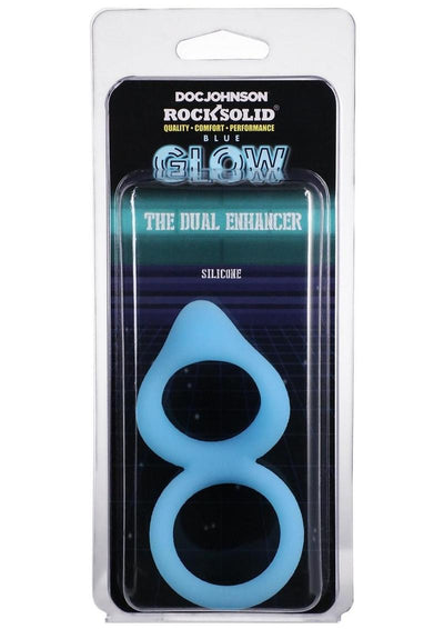 Rock Solid Dual Enhancer Glow In The Dark Silicone Ring - Blue/Glow In The Dark