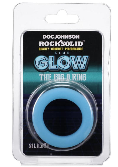 Rock Solid The Big O Glow In The Dark Silicone Cock Ring - Black/Blue/Glow In The Dark