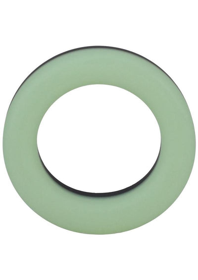 Rock Solid The Big O Glow In The Dark Silicone Cock Ring - Black/Glow In The Dark/Green