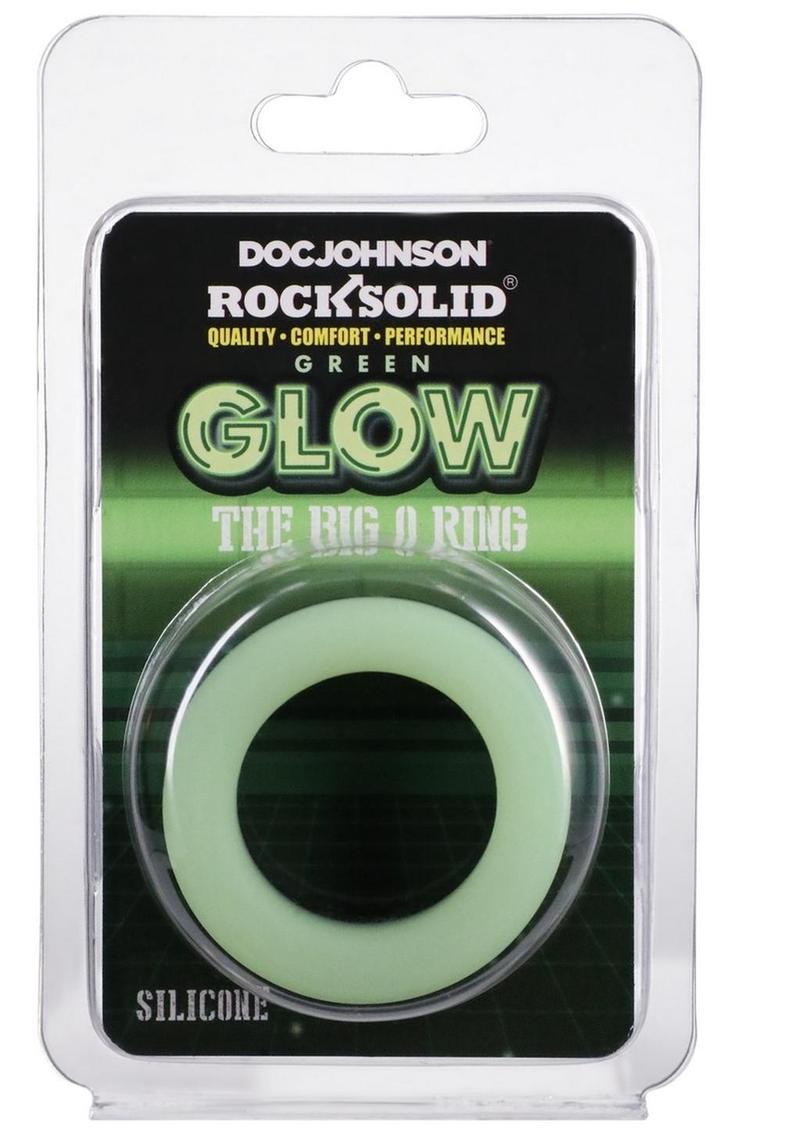 Rock Solid The Big O Glow In The Dark Silicone Cock Ring - Black/Glow In The Dark/Green