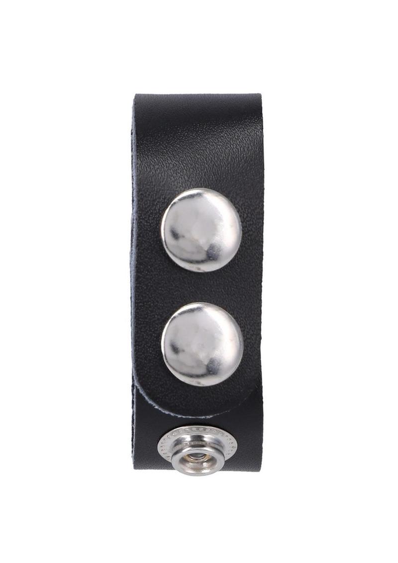 Rock Solid The Leather 3 Snap Adjustable Cock Ring