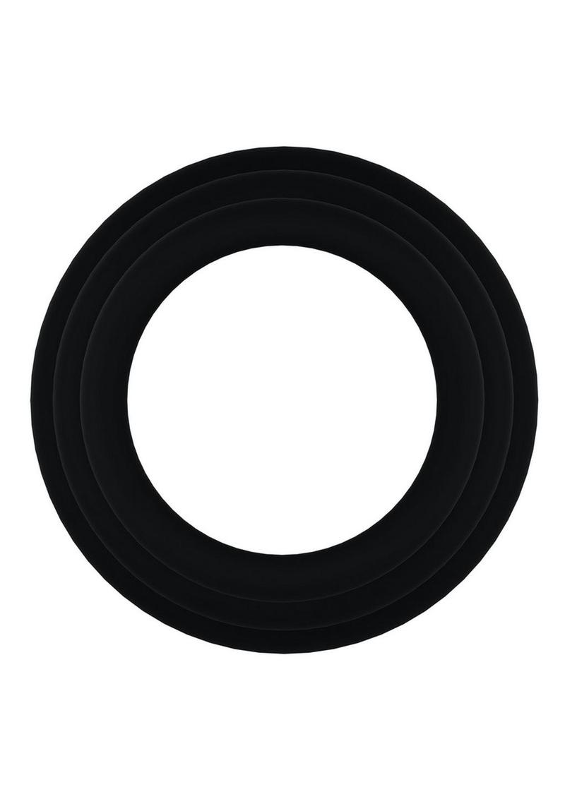 Rock Solid Tri-Pack Silicone Gasket Cock Ring - Black