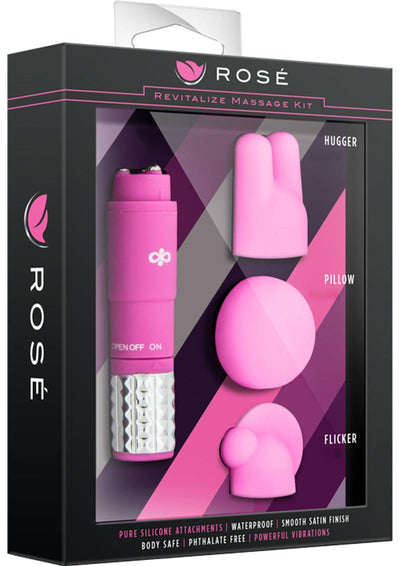 Rose Revitalize Massage Kit with Silicone Attachments - Pink