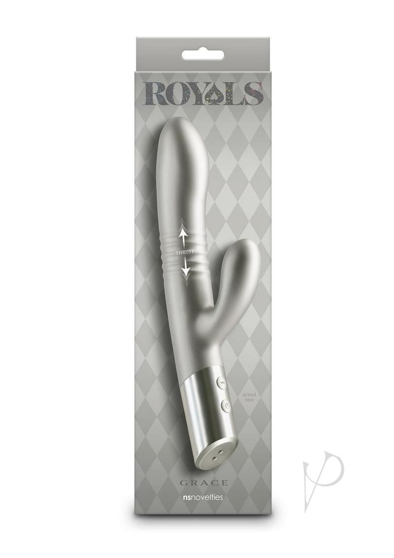 Royals Grace Rechargeable Silicone Rabbit Vibrator - Gray/Grey