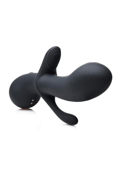 Rumblers 10x Triple Stim Silicone Rabbit Vibrator - Black