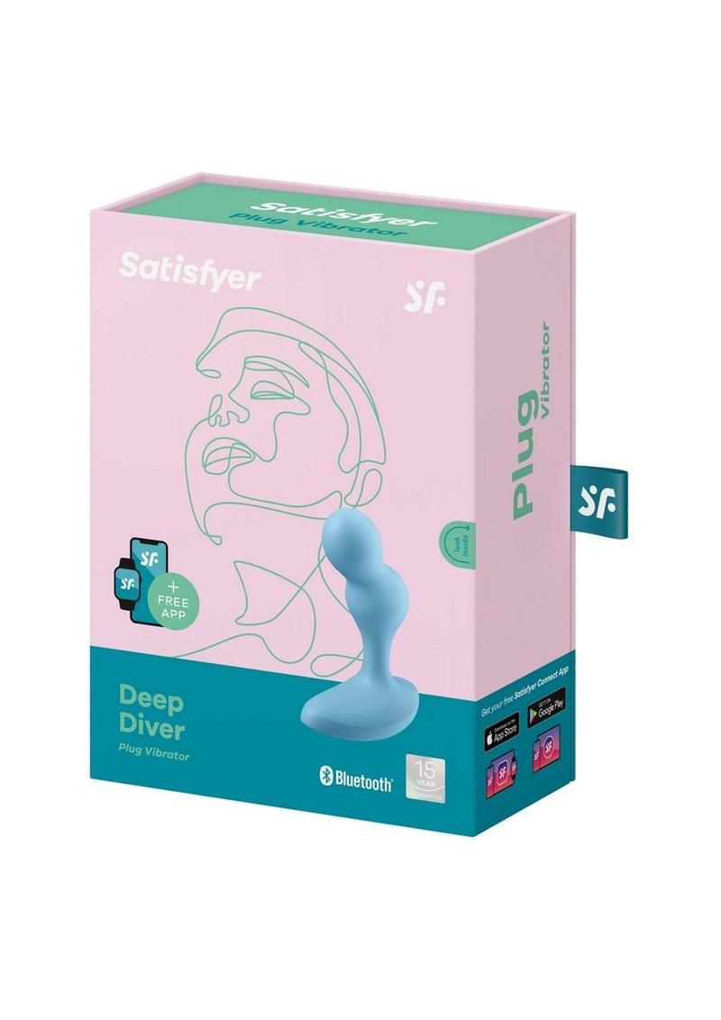 Satisfyer Deep Diver Silicone Vibrating Anal Plug - Blue/Light Blue