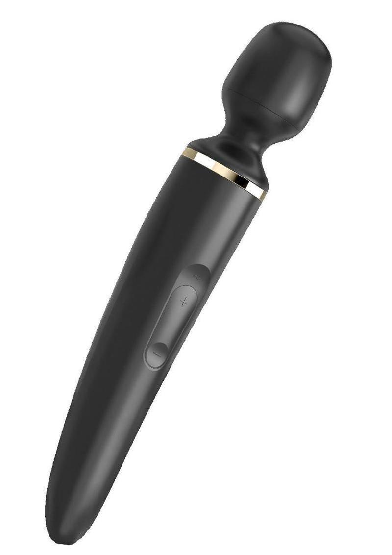 Satisfyer Wand-Er Woman USB Rechargeable Silicone Massager - Black/Gold - 13in