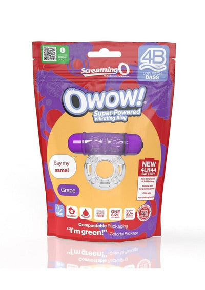 Screaming O 4b O Wow Vibrating Ring - Grape/Purple